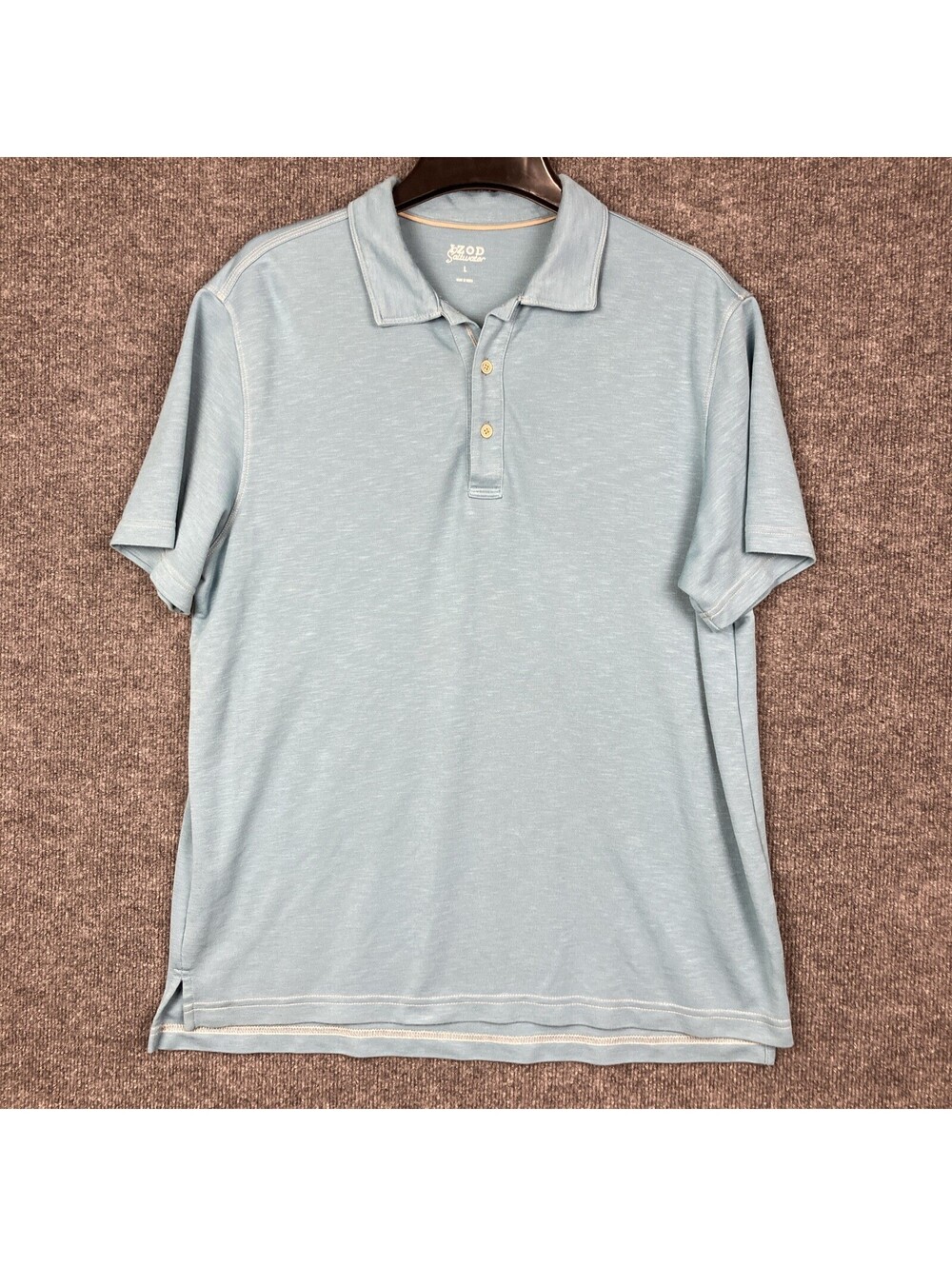 Izod Saltwater Mens Size Large Blue SS Polo Shirt